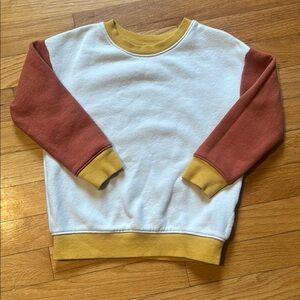 Colorblock Crewneck Sweater - White, Rust, and Yellow